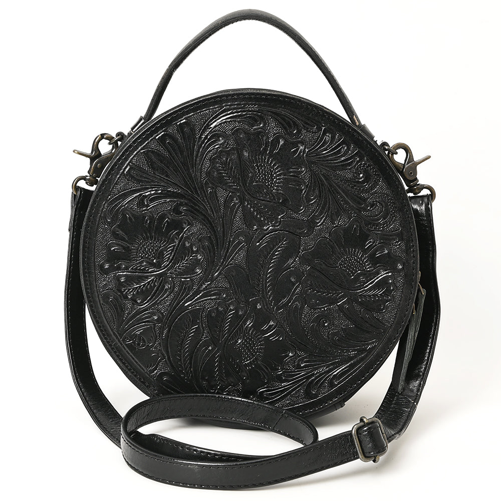 ADBG1300 American Darling Western Leather Canteen Bag with Hand-Tooled Floral Detailing