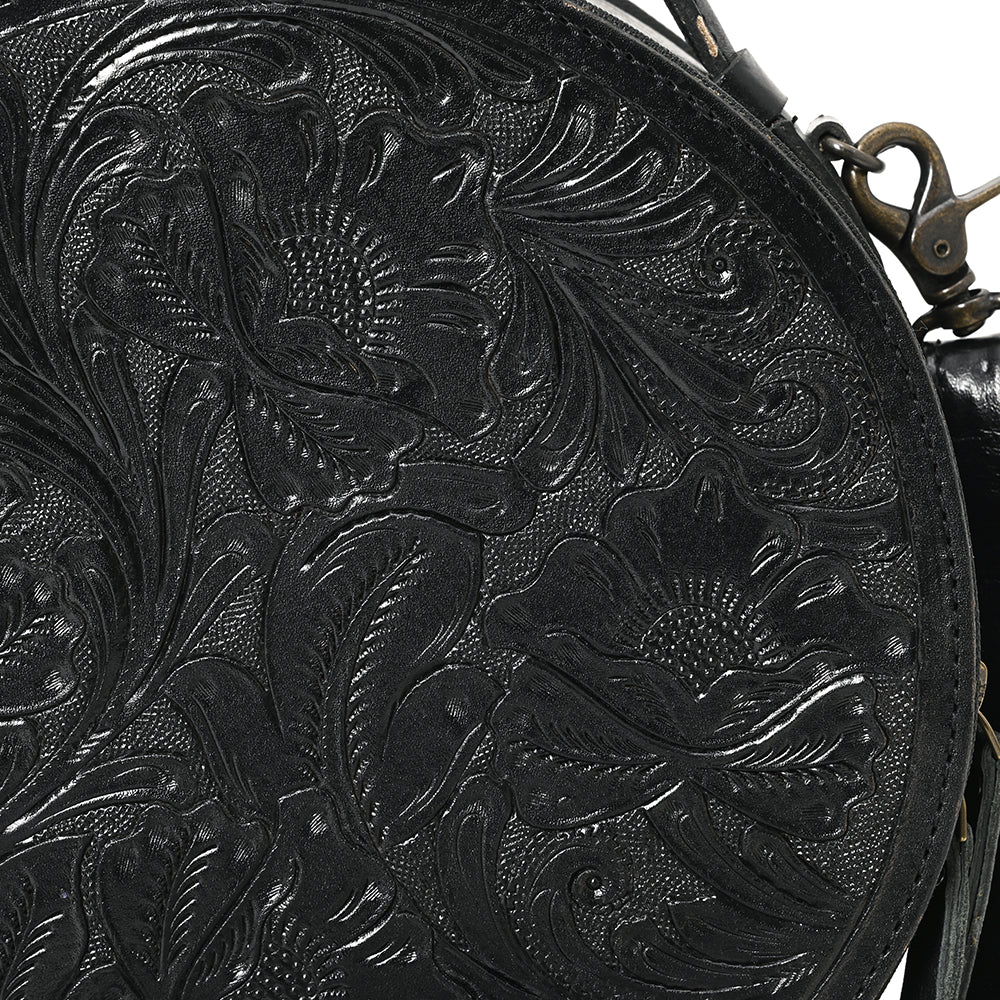 ADBG1300 American Darling Western Leather Canteen Bag with Hand-Tooled Floral Detailing