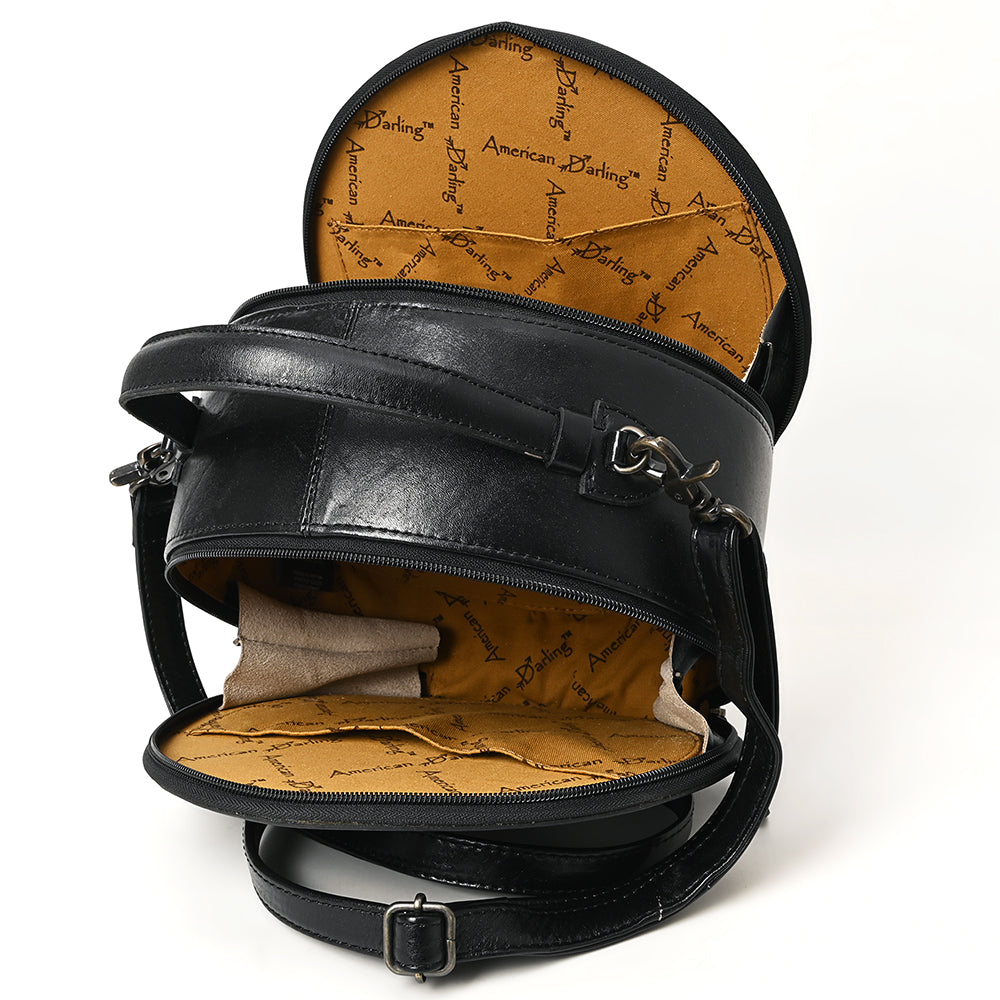 ADBG1300 American Darling Western Leather Canteen Bag with Hand-Tooled Floral Detailing