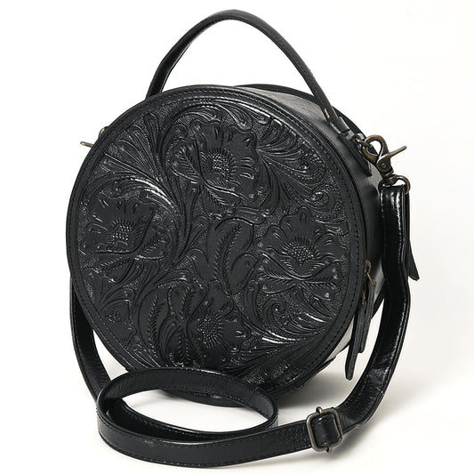 ADBG1300 American Darling Western Leather Canteen Bag with Hand-Tooled Floral Detailing