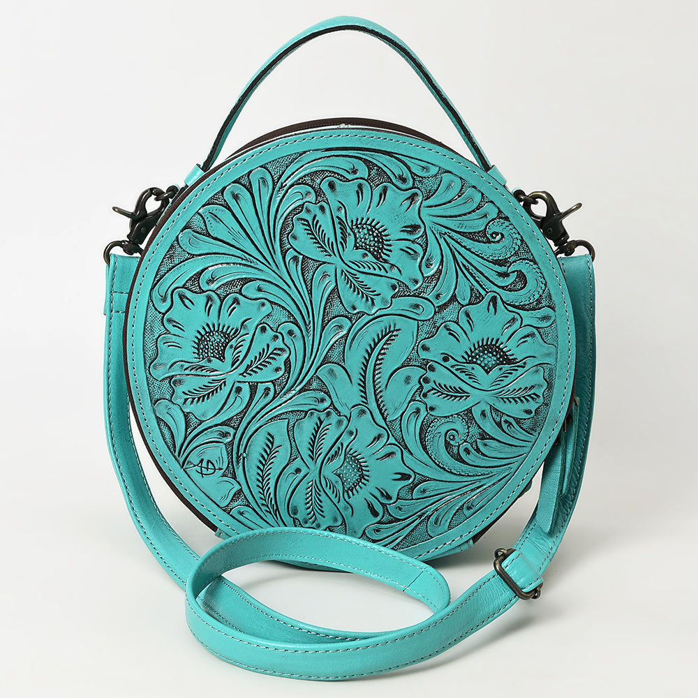 ADBG1300 American Darling Western Leather Canteen Bag with Hand-Tooled Floral Detailing