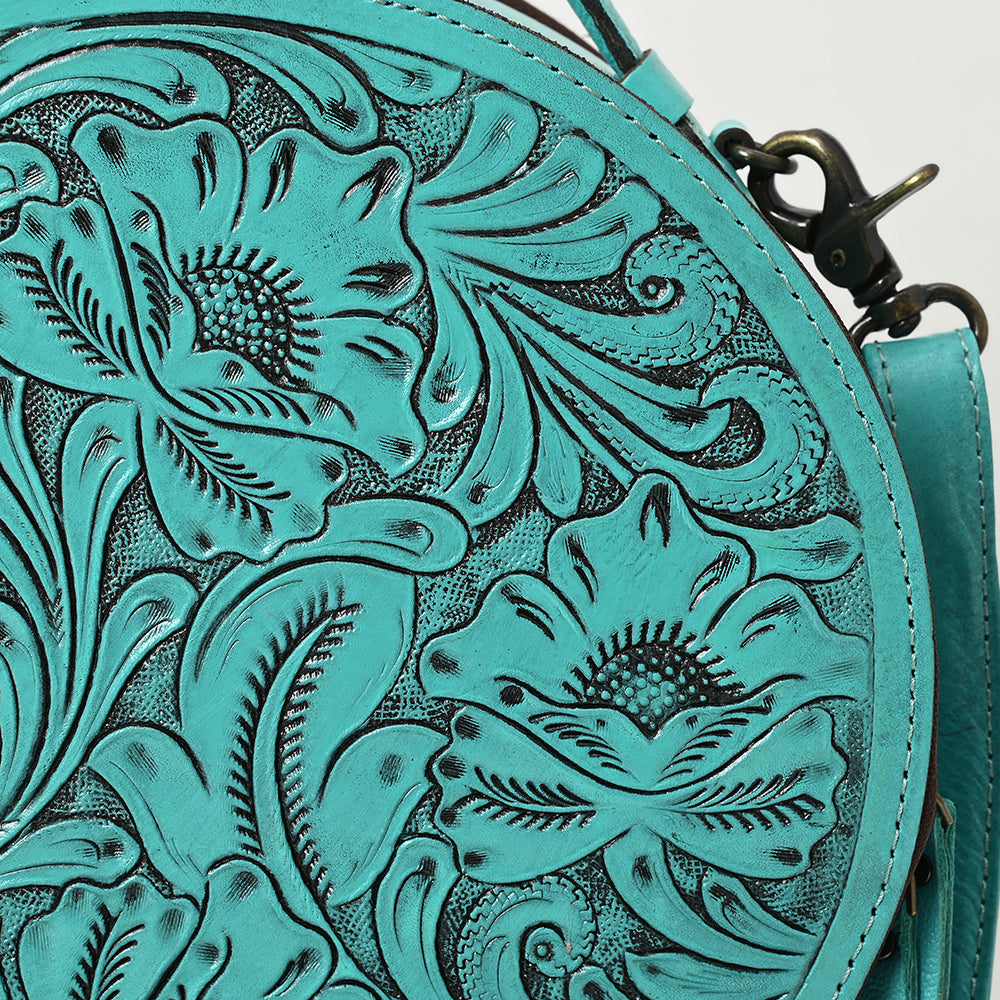 ADBG1300 American Darling Western Leather Canteen Bag with Hand-Tooled Floral Detailing