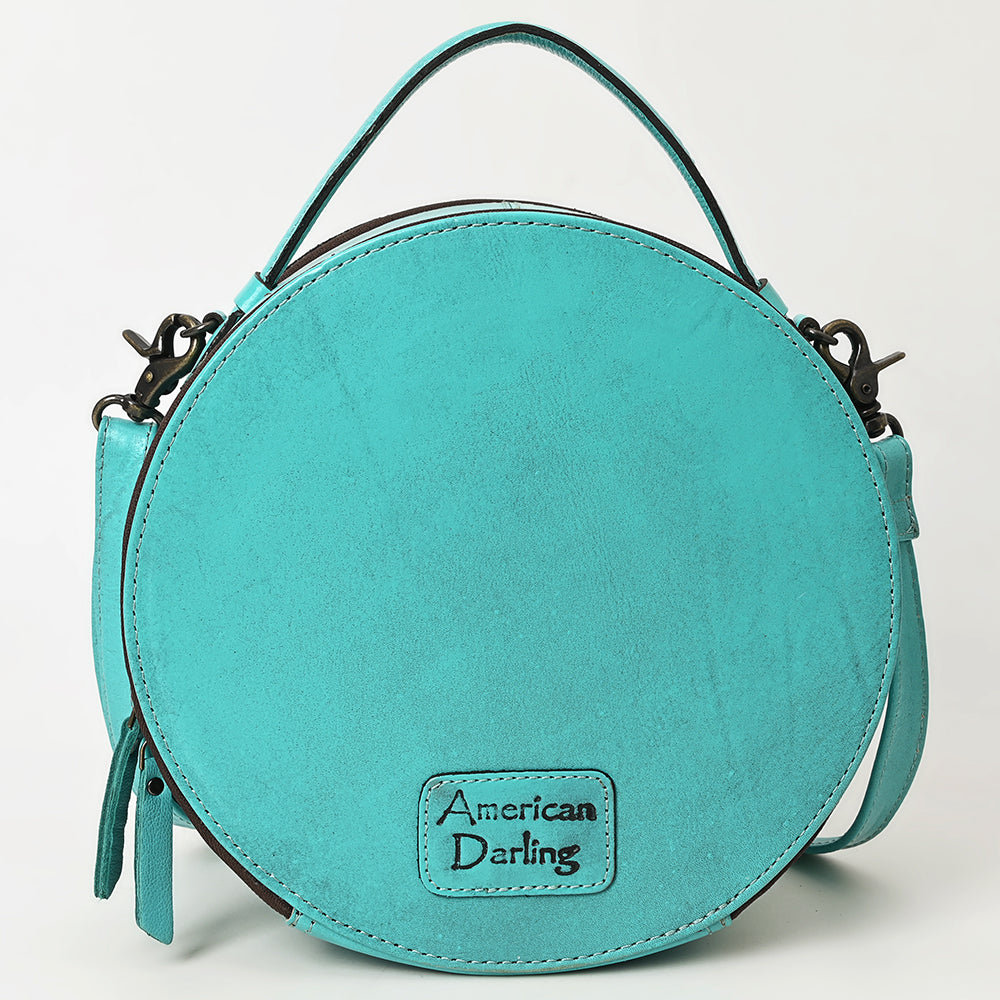 ADBG1300 American Darling Western Leather Canteen Bag with Hand-Tooled Floral Detailing