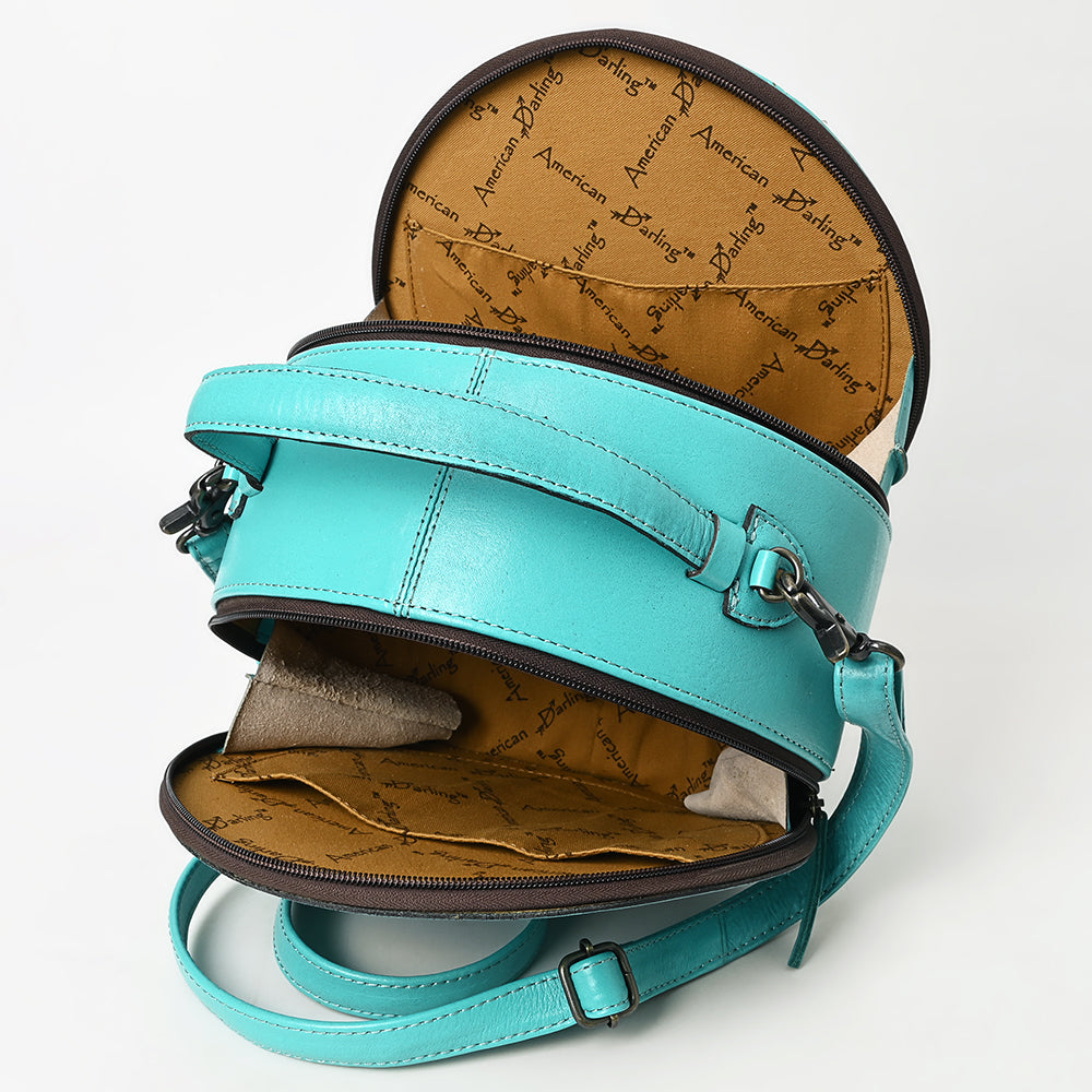 ADBG1300 American Darling Western Leather Canteen Bag with Hand-Tooled Floral Detailing