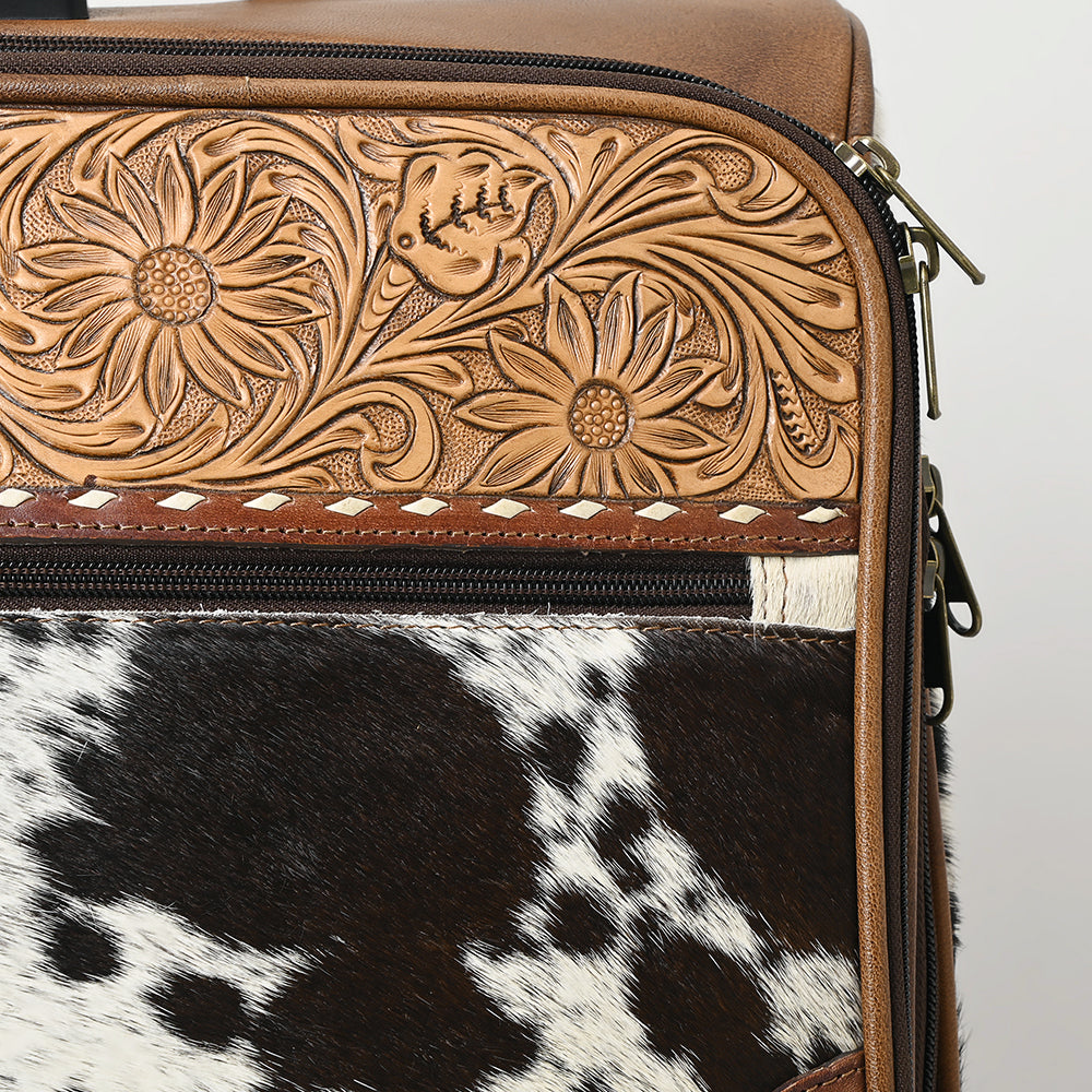 ADBG1296 American Darling Hair-On Cowhide Western Trolley Bag - Genuine Leather Hand-Tooled Luggage