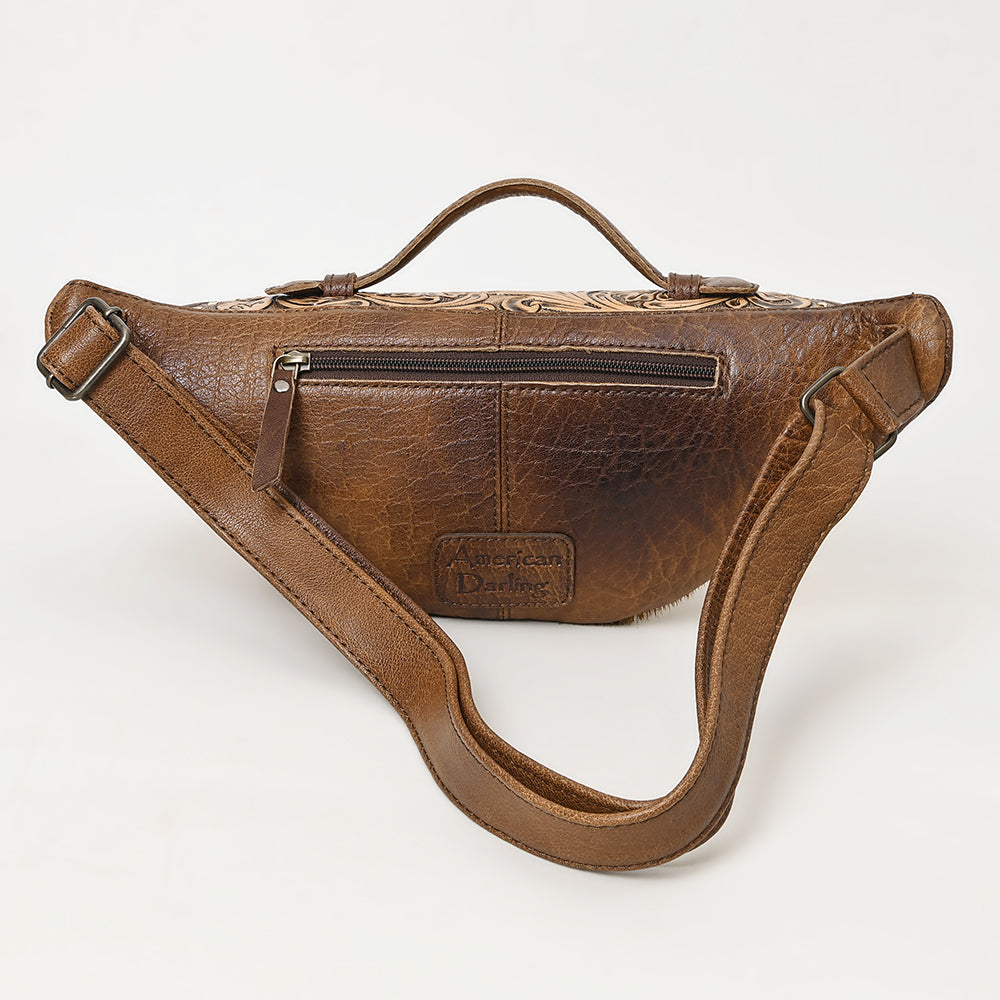 ADBG1302 American Darling Hair On Cowhide Fanny Bag | Hand-Tooled Leather Belt Bag