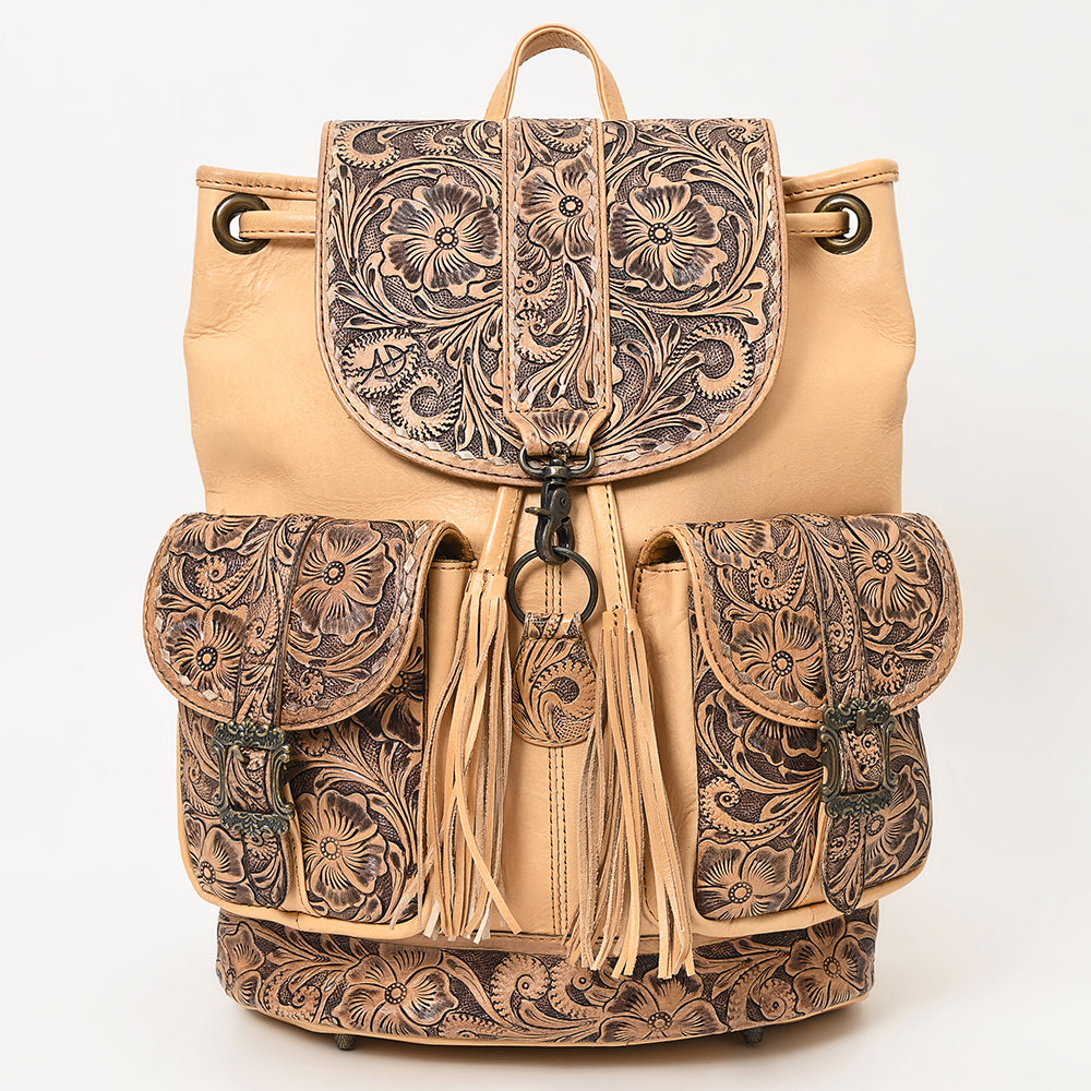 ADBG1306 American Darling Hand Tooled Leather Backpack | Floral Carved Travel Bag