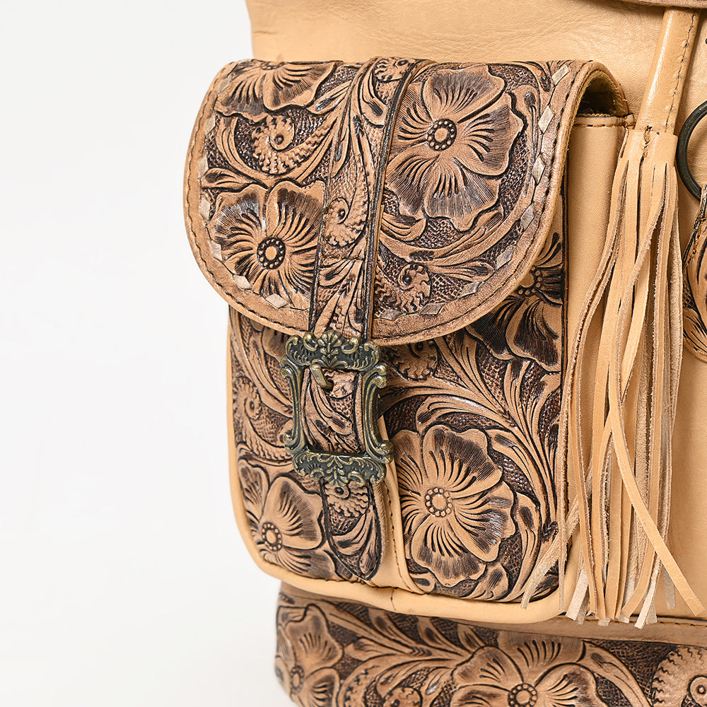 ADBG1306 American Darling Hand Tooled Leather Backpack | Floral Carved Travel Bag