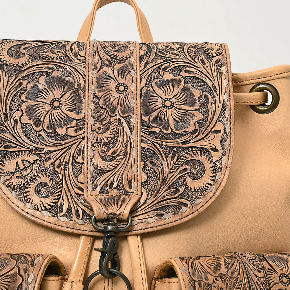 ADBG1306 American Darling Hand Tooled Leather Backpack | Floral Carved Travel Bag