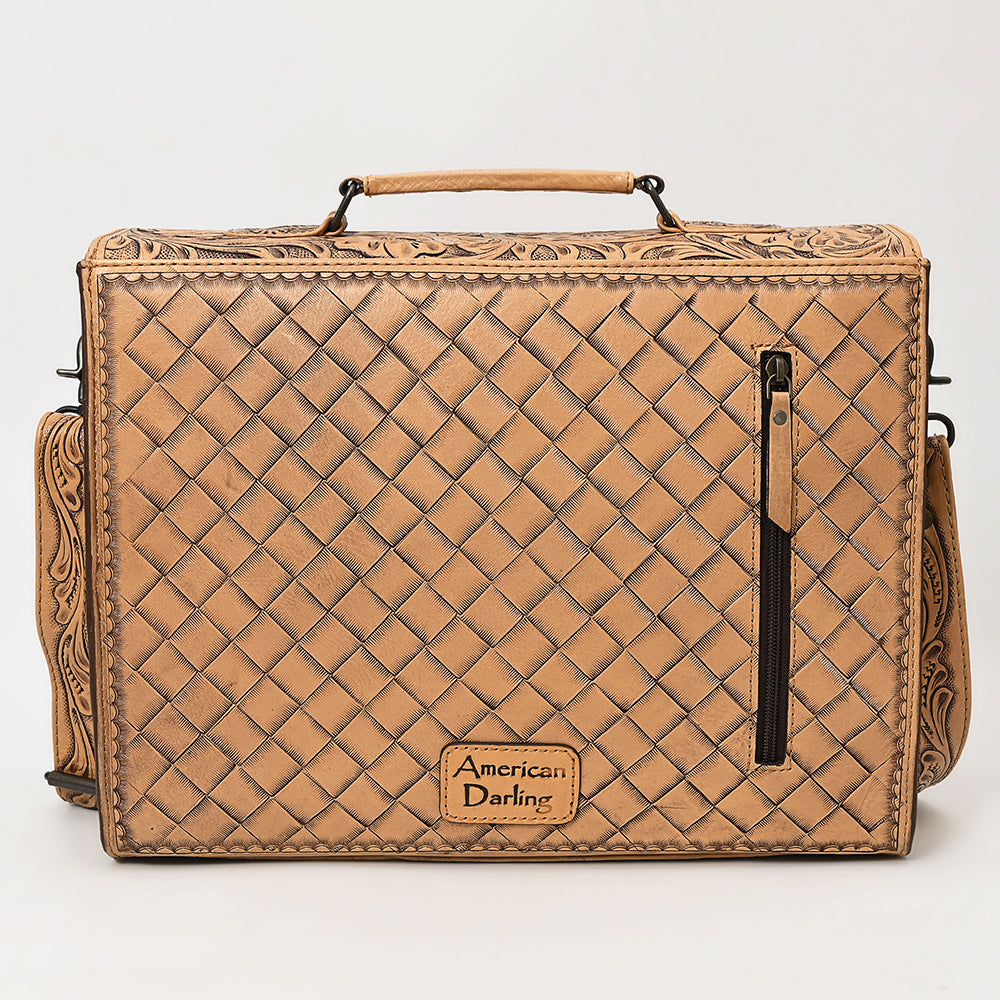 ADBG1307 American Darling Tooled Leather Briefcase | Floral Carved Messenger Bag