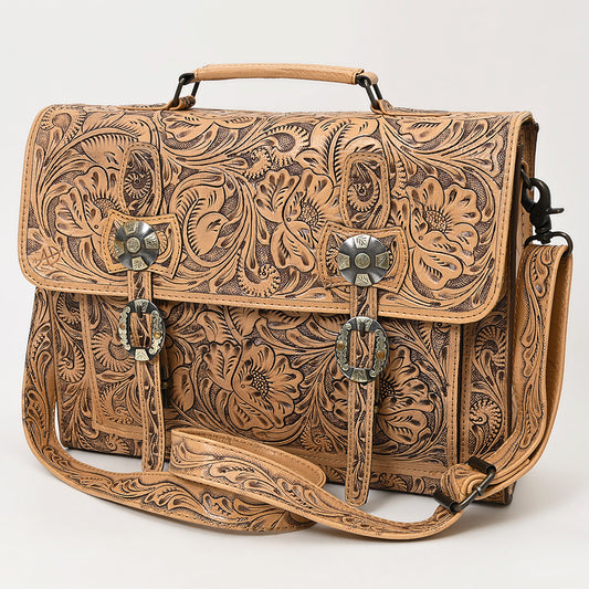 ADBG1307 American Darling Tooled Leather Briefcase | Floral Carved Messenger Bag