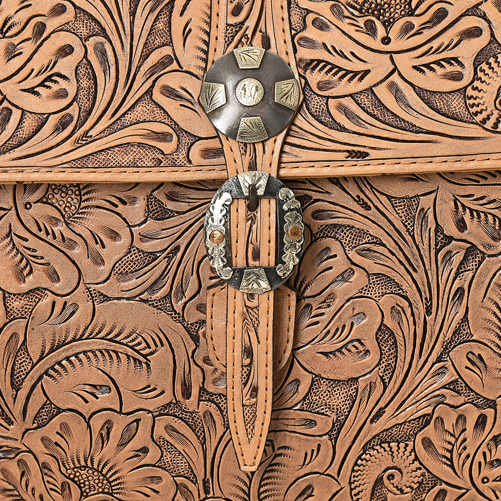 ADBG1308 American Darling Hand Tooled Leather Briefcase | Floral Carved Laptop Bag