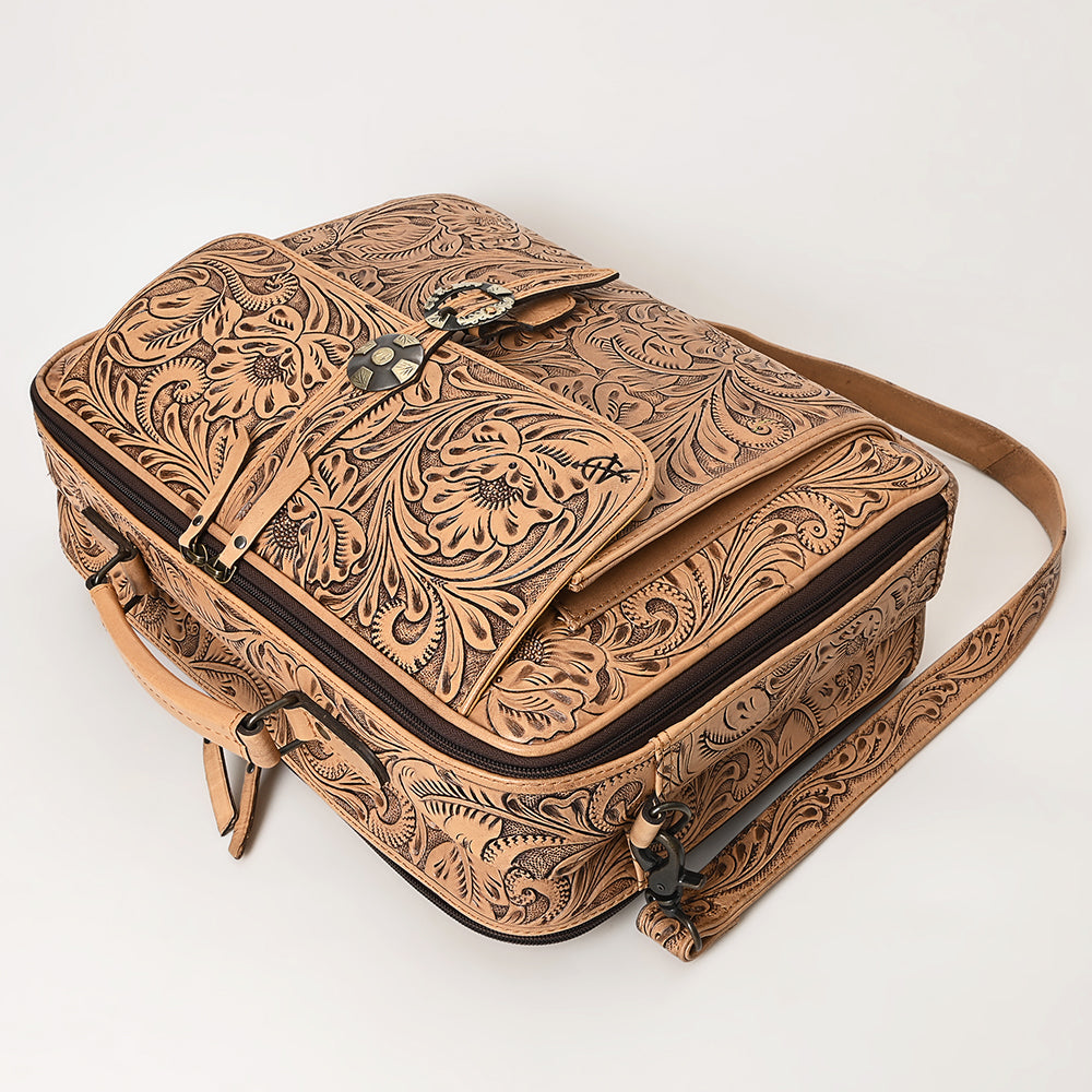 ADBG1308 American Darling Hand Tooled Leather Briefcase | Floral Carved Laptop Bag
