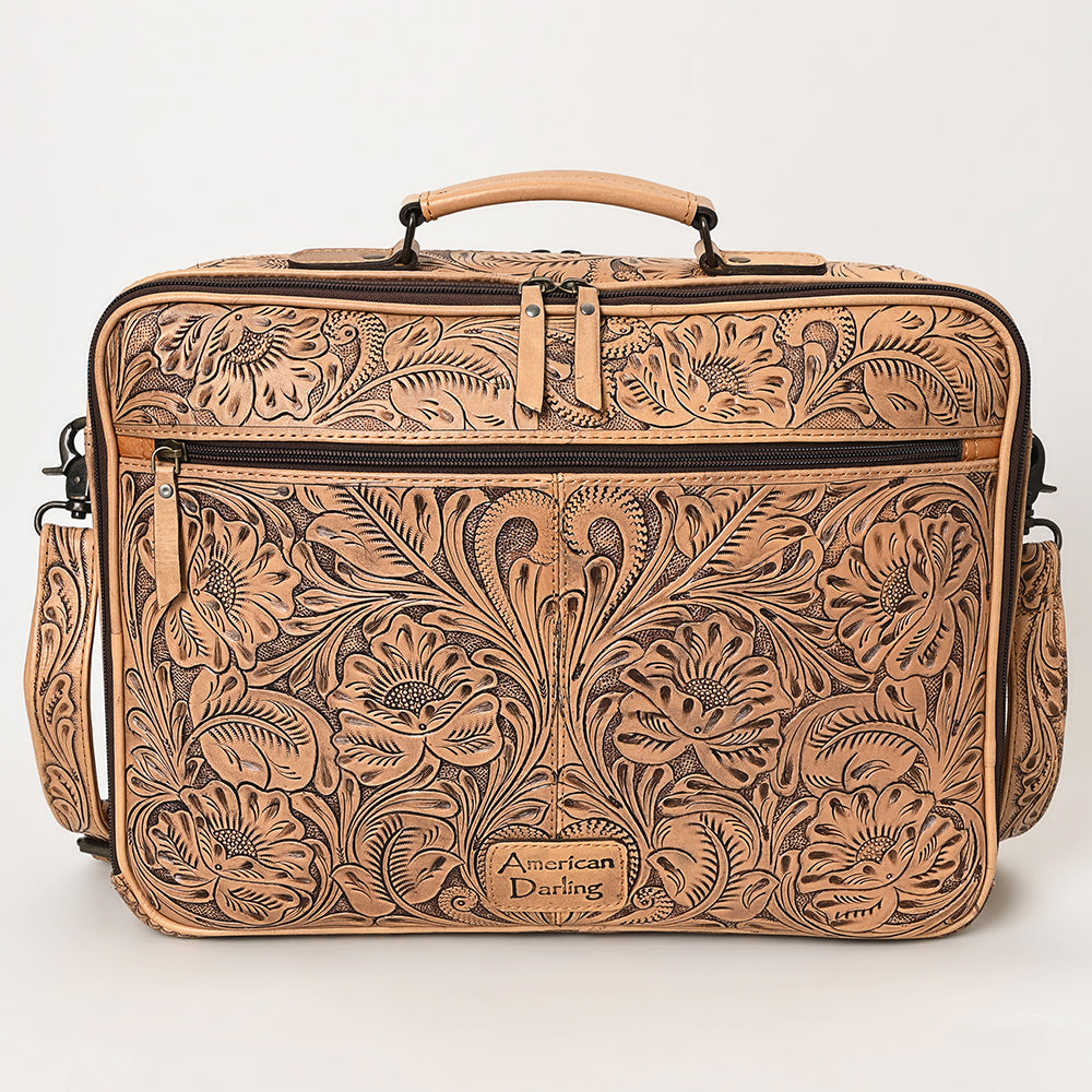 ADBG1308 American Darling Hand Tooled Leather Briefcase | Floral Carved Laptop Bag