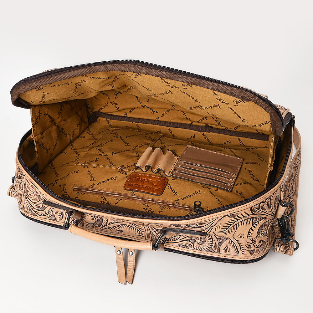 ADBG1308 American Darling Hand Tooled Leather Briefcase -Floral Carved Laptop Bag