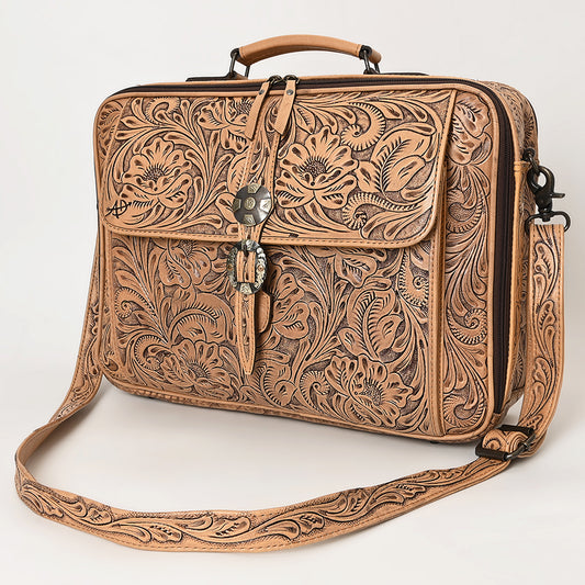ADBG1308 American Darling Hand Tooled Leather Briefcase | Floral Carved Laptop Bag