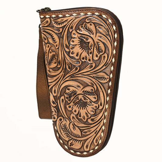 ADGC106 Hand-Tooled Leather Pistol Case - Floral Western Style by American Darling