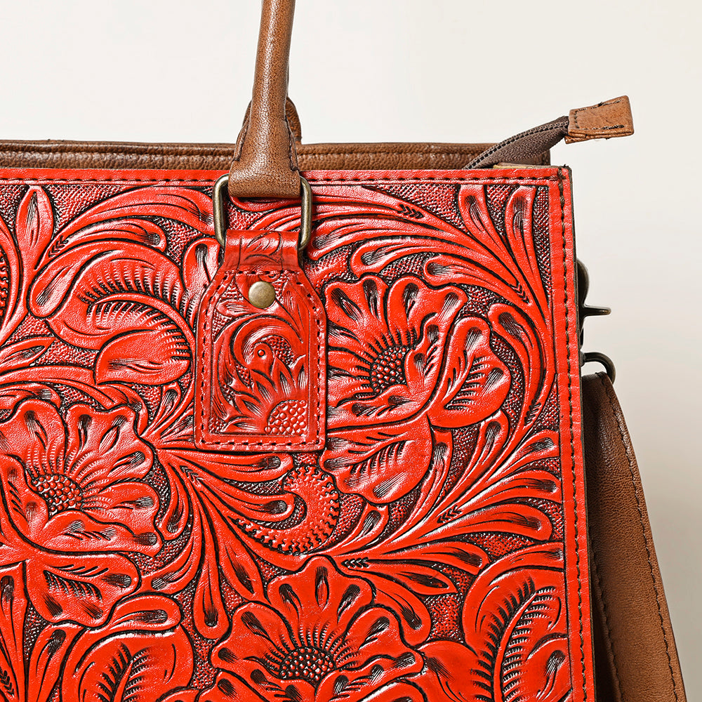 ADBG1317 American Darling Hand-Tooled Genuine Leather Western Crossbody Tote Bag