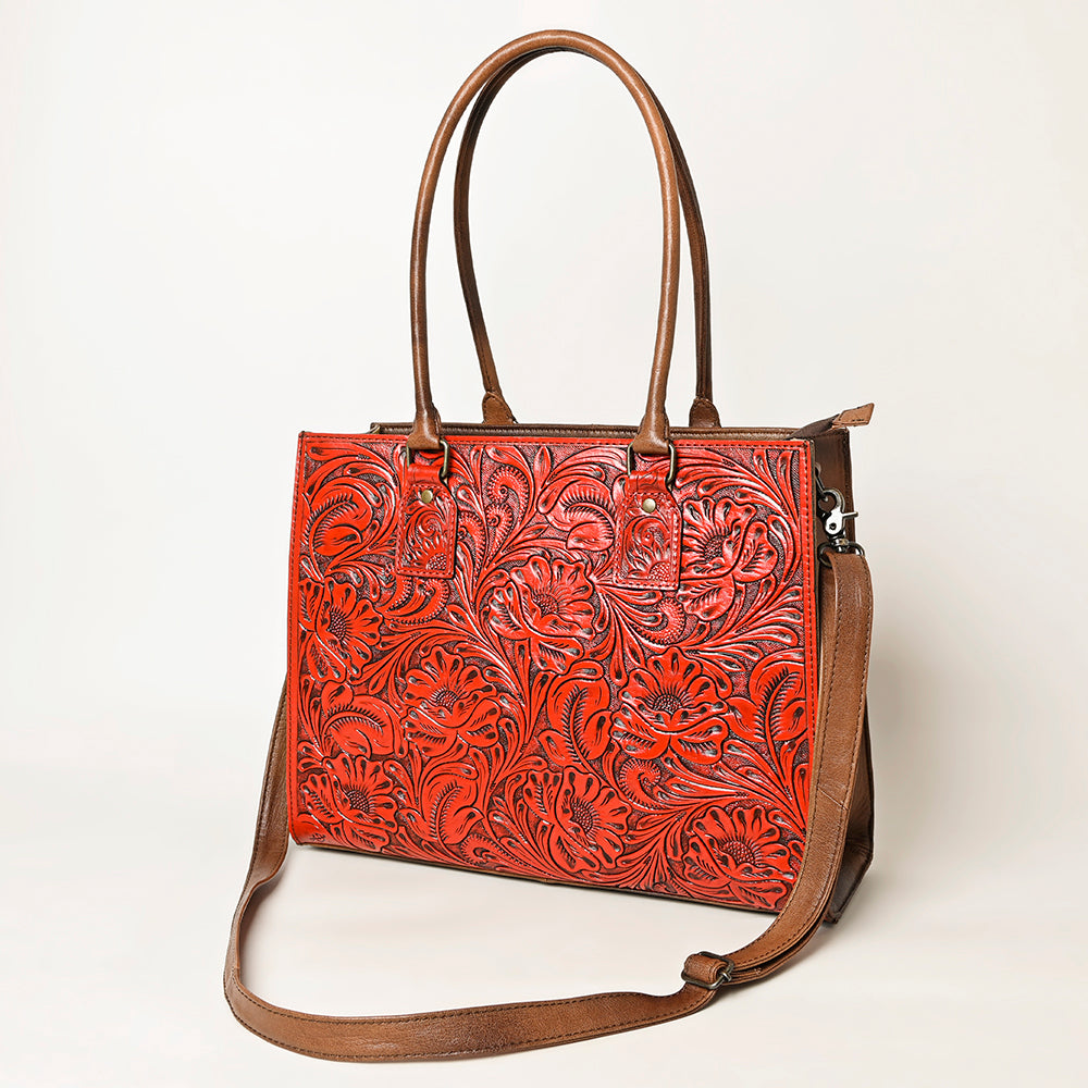 ADBG1317 American Darling Hand-Tooled Genuine Leather Western Crossbody Tote Bag