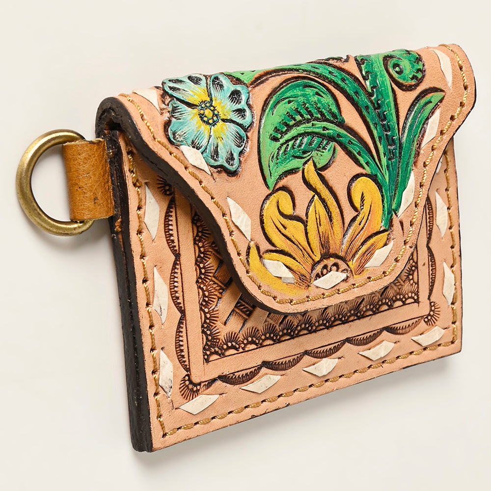 ADBGA471 Coin Purse Hand Tooled Genuine Leather Women Bag Western Handbag Purse