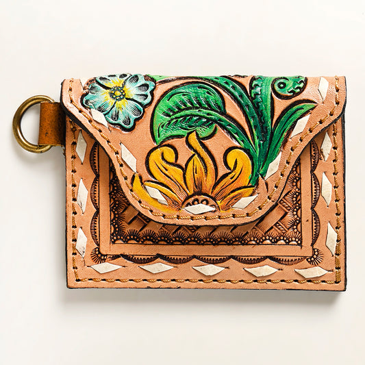 ADBGA471 Coin Purse Hand Tooled Genuine Leather Women Bag Western Handbag Purse