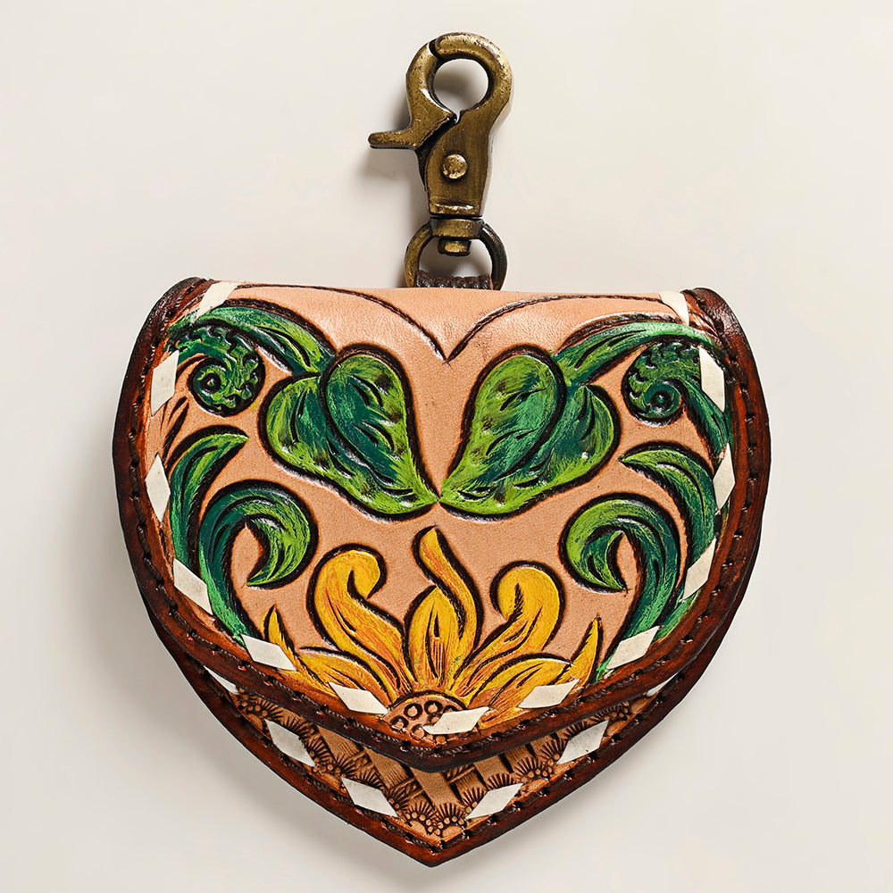 ADBGA473 Hand Tooled Carved Genuine Leather Keyring