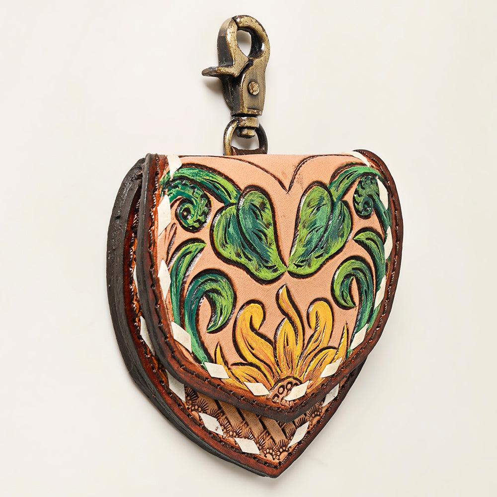 ADBGA473 Hand Tooled Carved Genuine Leather Keyring