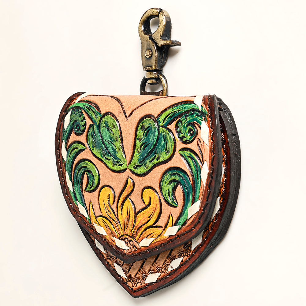 ADBGA473 Hand Tooled Carved Genuine Leather Keyring