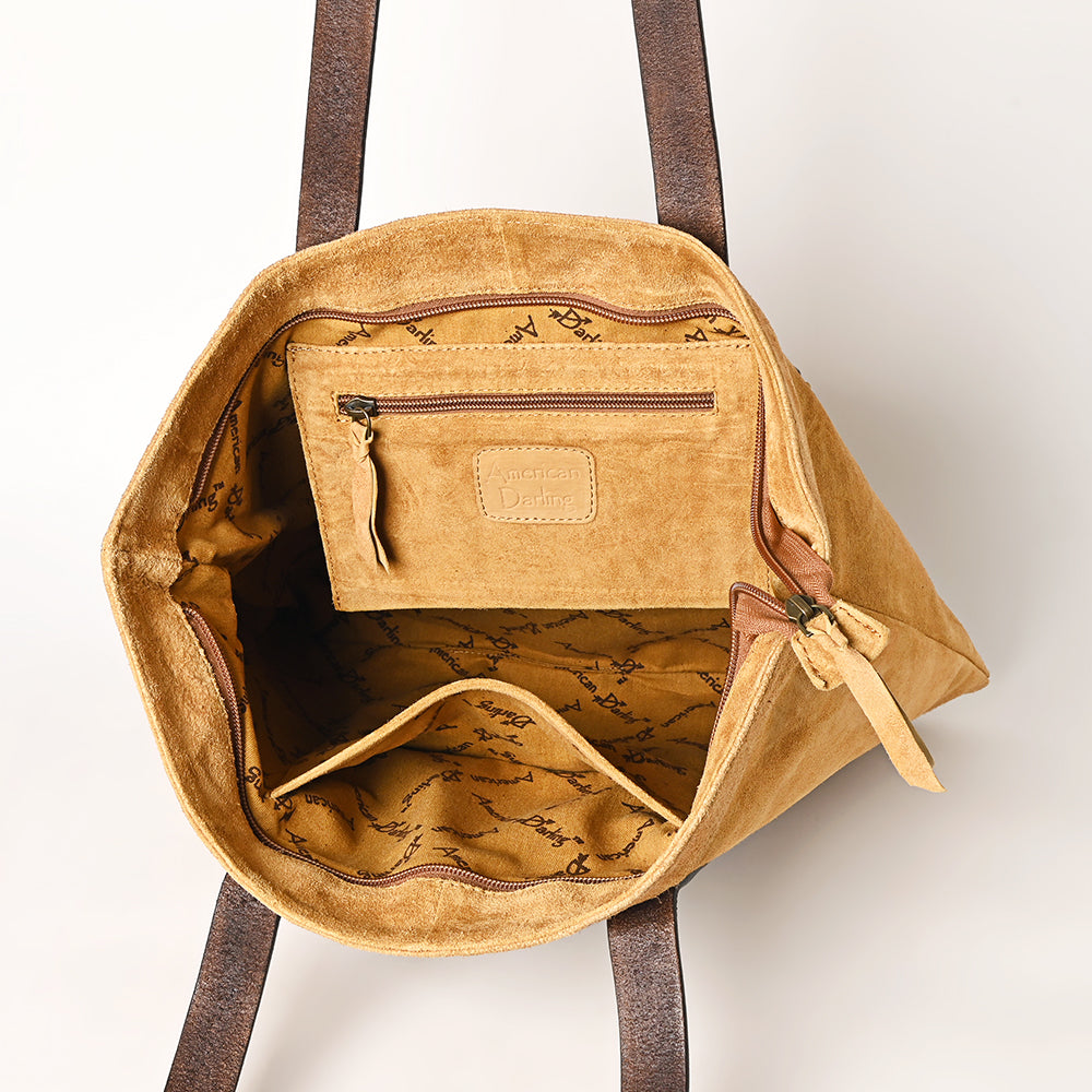 ADBGA479 American Darling Genuine Leather Western Tote Bag Hand-Tooled Floral Design