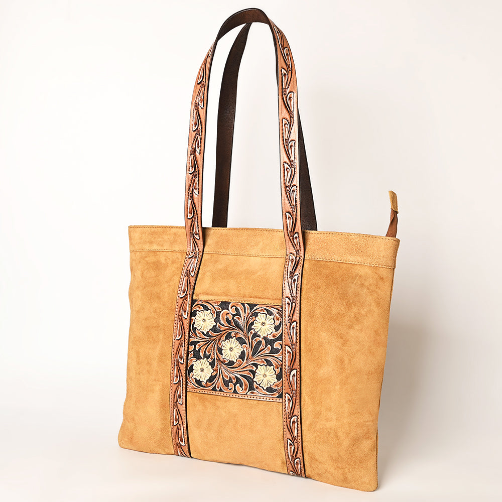 ADBGA479 American Darling Genuine Leather Western Tote Bag Hand-Tooled Floral Design