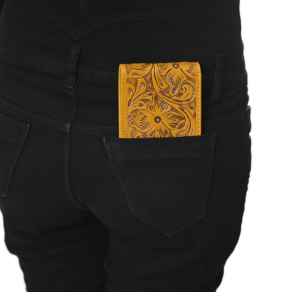 ADBG1236 American Darling Hand Tooled Leather Bifold Wallet | Floral Carved Purse