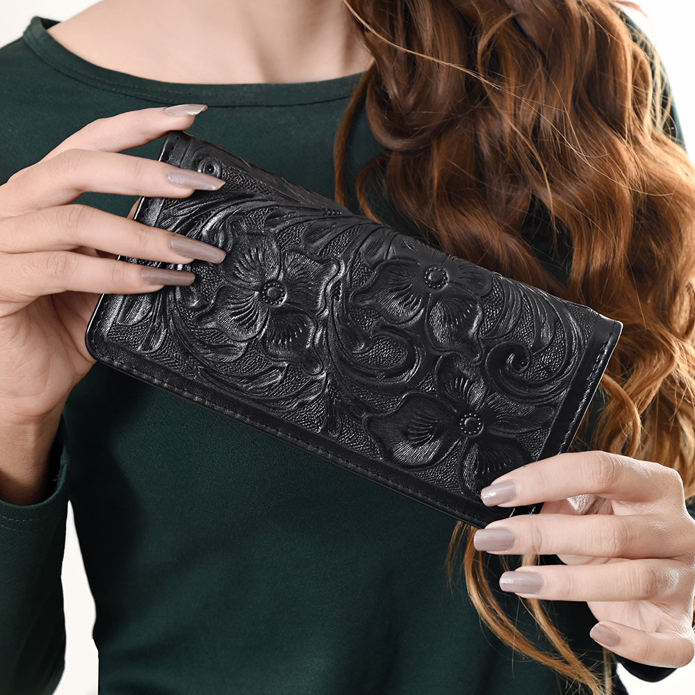 ADBG1269A American Darling Black Tooled Leather Wallet | Western Bifold Clutch