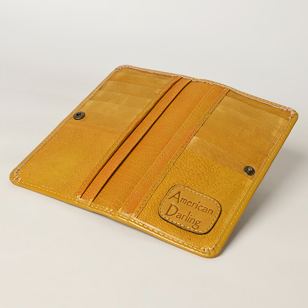 ADBG1269 American Darling Hand-Tooled Genuine Leather Western Wallet Handbag - Floral Carved Women’s Wallet