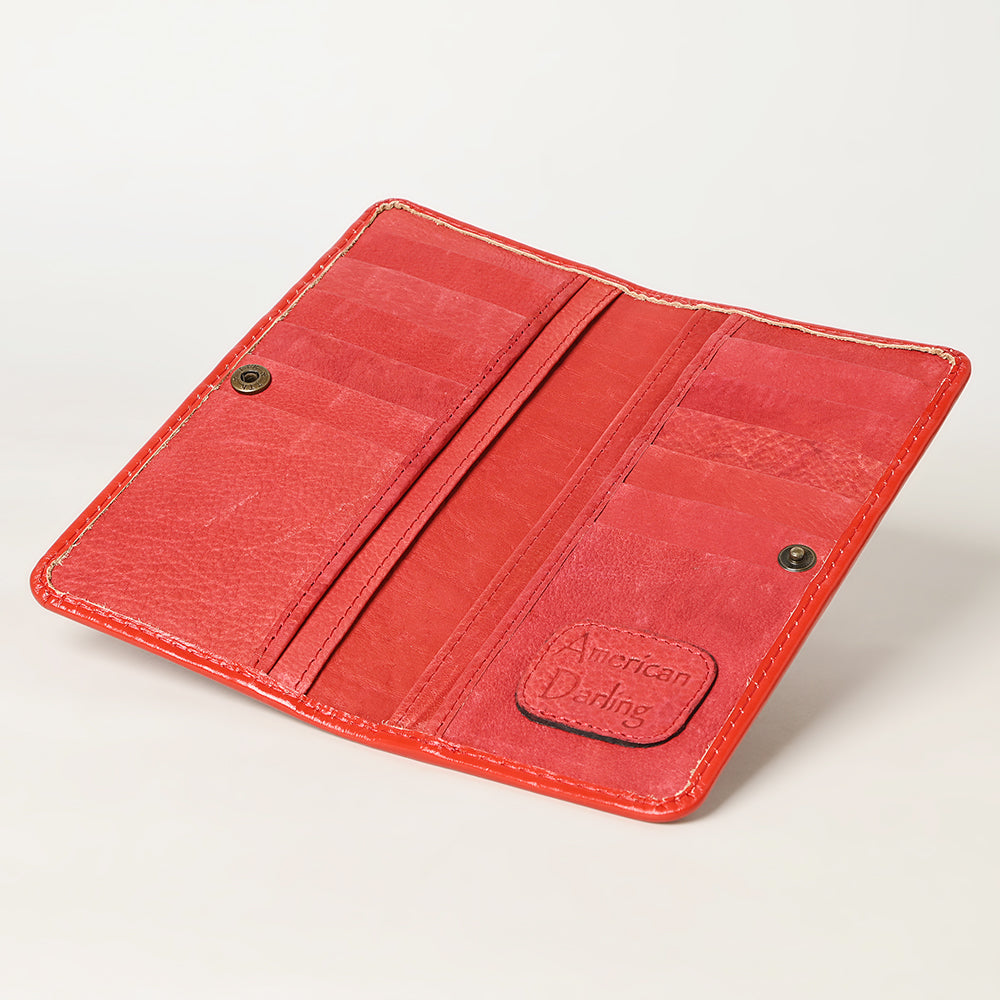 ADBG1269 American Darling Hand-Tooled Genuine Leather Western Wallet Handbag - Floral Carved Women’s Wallet