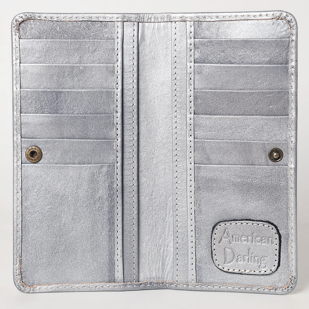 ADBG1269 American Darling Hand-Tooled Genuine Leather Western Wallet Handbag - Floral Carved Women’s Wallet