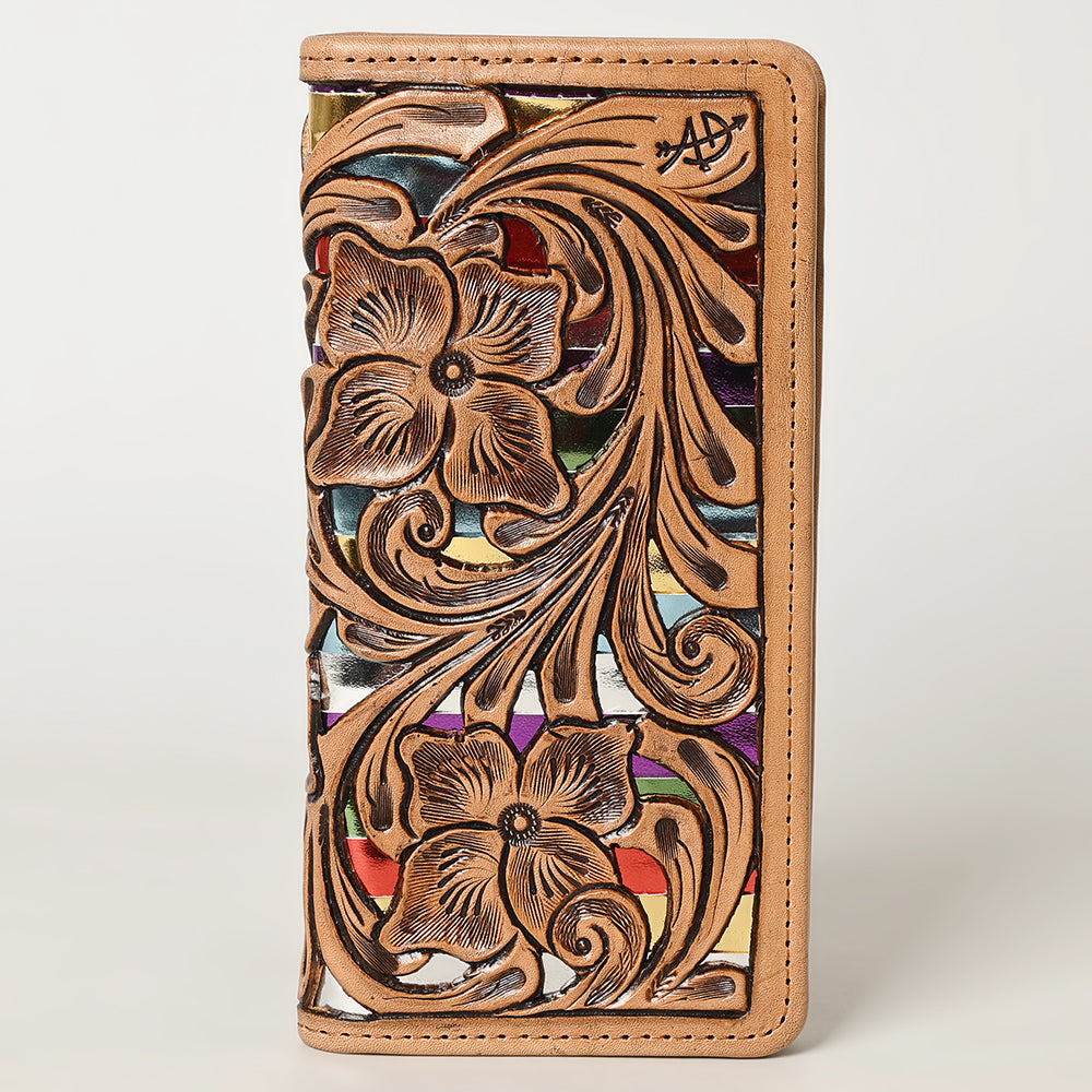 ADBG1269 American Darling Hand-Tooled Genuine Leather Western Wallet Handbag - Floral Carved Women Wallet