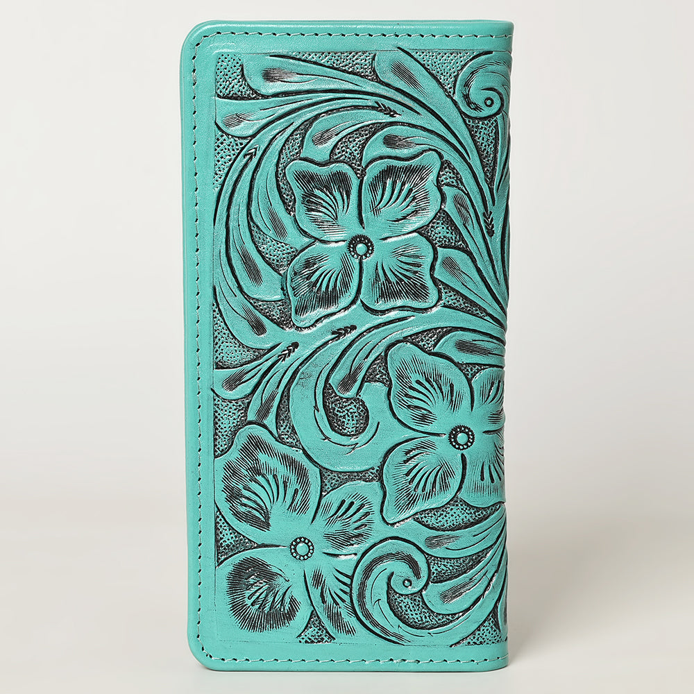 ADBG1269 American Darling Hand-Tooled Genuine Leather Western Wallet Handbag - Floral Carved Women’s Wallet