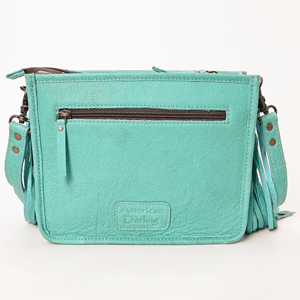 ADBG1322 American Darling Genuine Leather Western Fringe Crossbody Bag with Studded Details