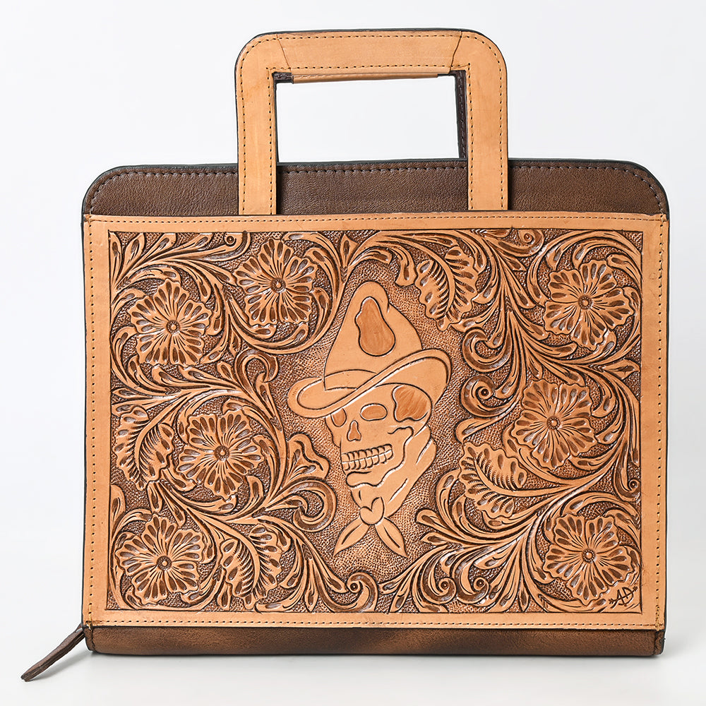 ADBG1194 American Darling Western Hand Tooled Leather Briefcase Bag Genuine Leather
