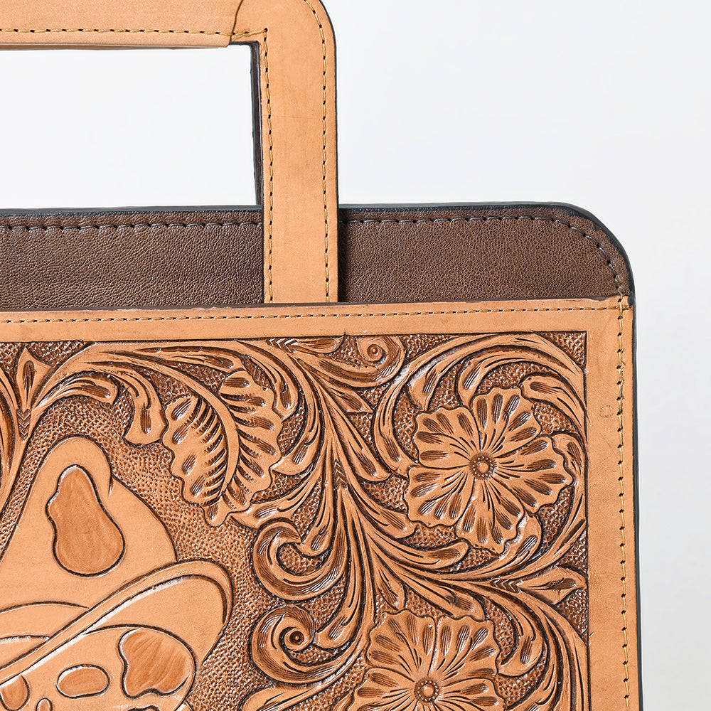 ADBG1194 American Darling Western Hand Tooled Leather Briefcase Bag Genuine Leather