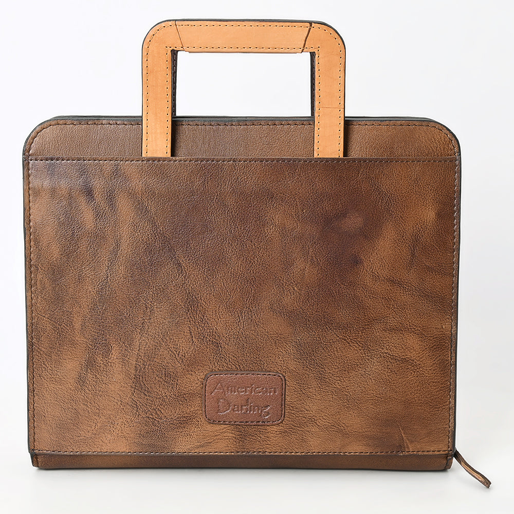 ADBG1194 American Darling Western Hand Tooled Leather Briefcase Bag Genuine Leather