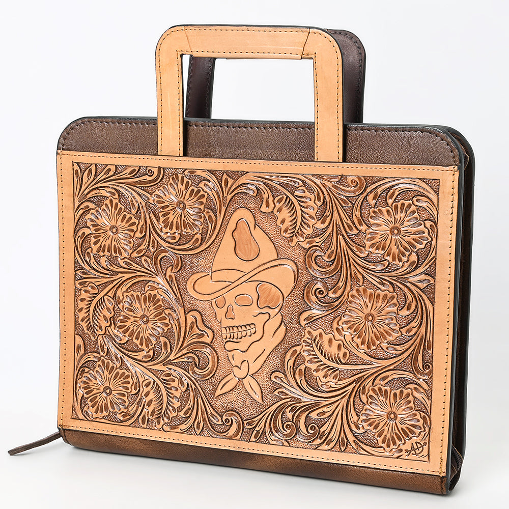 ADBG1194 American Darling Western Hand Tooled Leather Briefcase Bag Genuine Leather