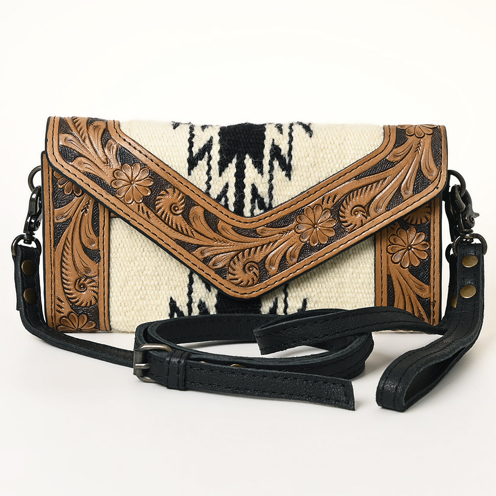 LC-ADBG906 Western Envelope Crossbody Bag Handwoven Wool & Tooled Leather by American Darling