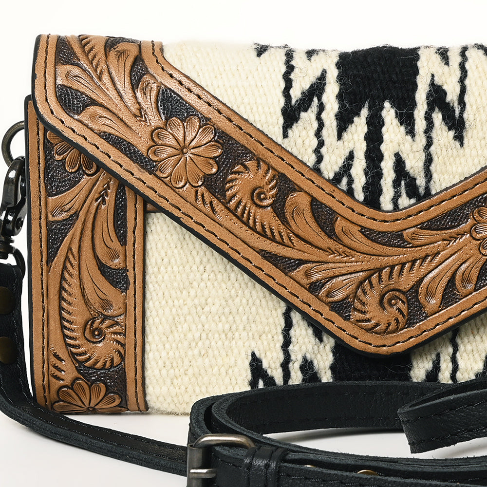 LC-ADBG906 Western Envelope Crossbody Bag Handwoven Wool & Tooled Leather by American Darling