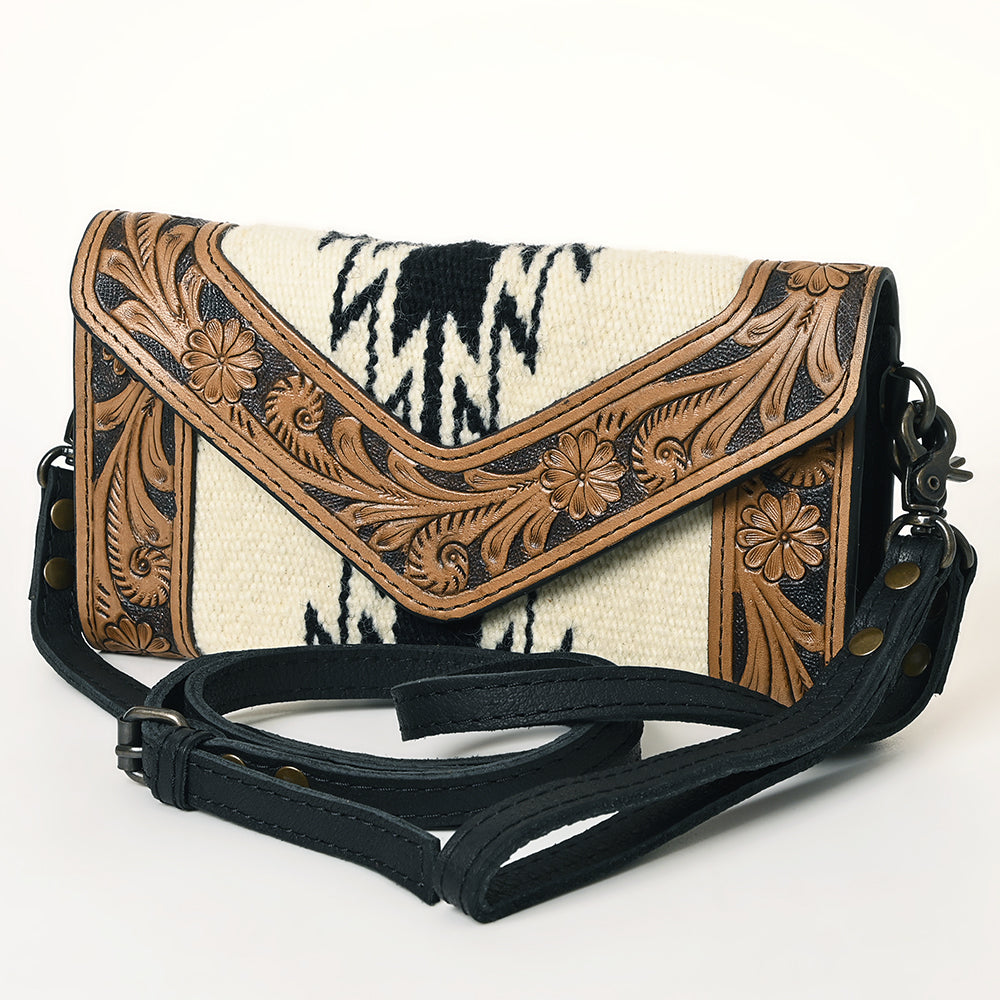 LC-ADBG906 Western Envelope Crossbody Bag Handwoven Wool & Tooled Leather by American Darling