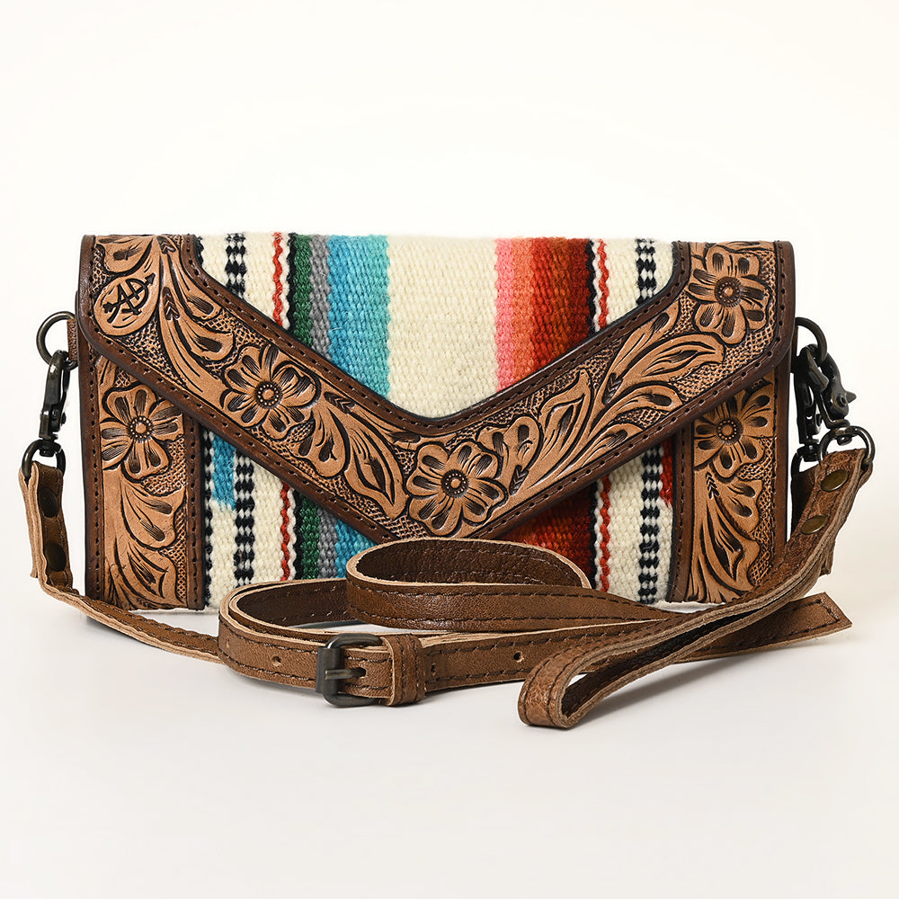 LC-ADBG906 Western Envelope Crossbody Bag Handwoven Wool & Tooled Leather by American Darling