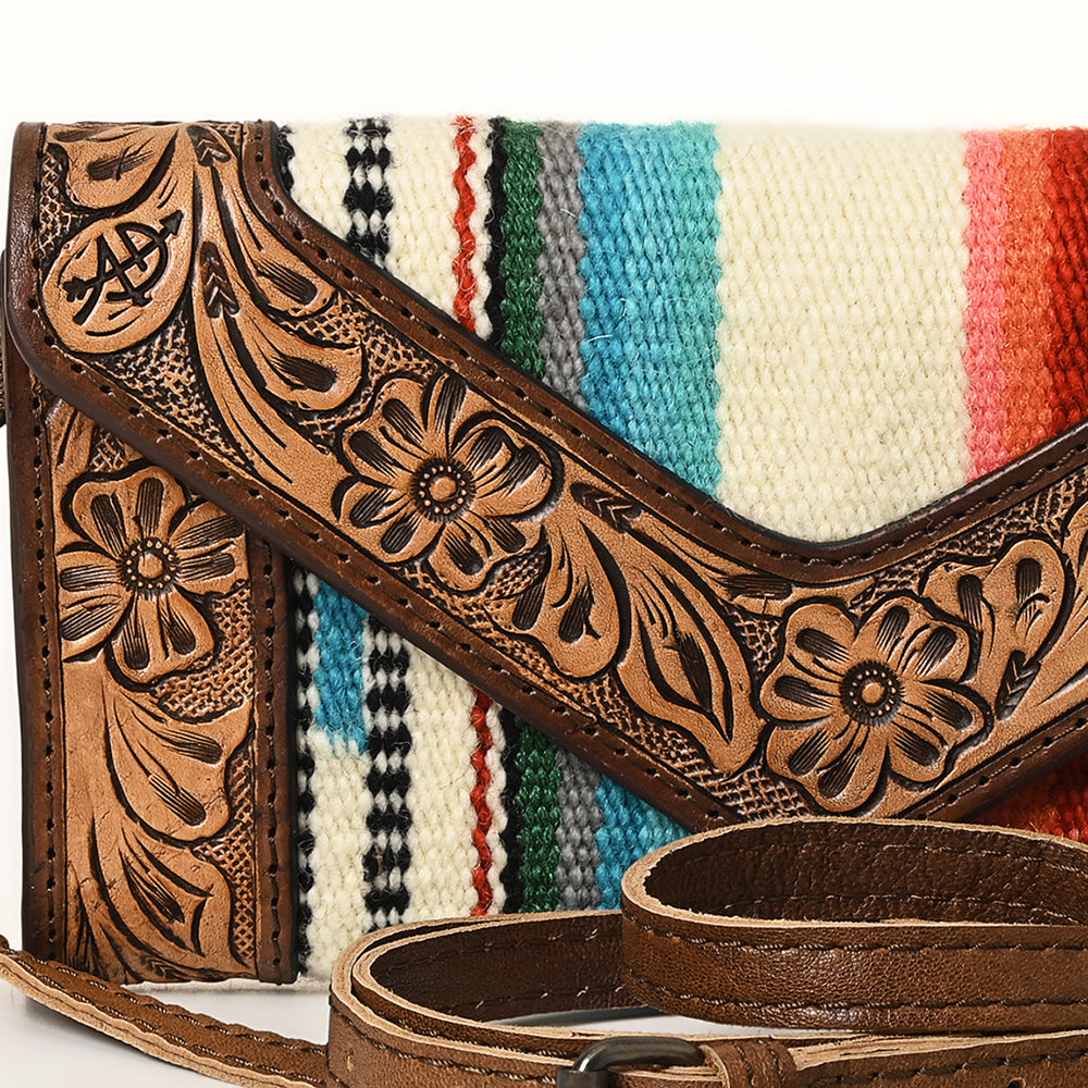 LC-ADBG906 Western Envelope Crossbody Bag Handwoven Wool & Tooled Leather by American Darling