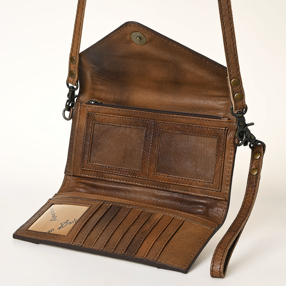 LC-ADBG906 Western Envelope Crossbody Bag Handwoven Wool & Tooled Leather by American Darling