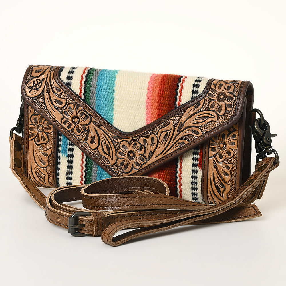 LC-ADBG906 Western Envelope Crossbody Bag Handwoven Wool & Tooled Leather by American Darling