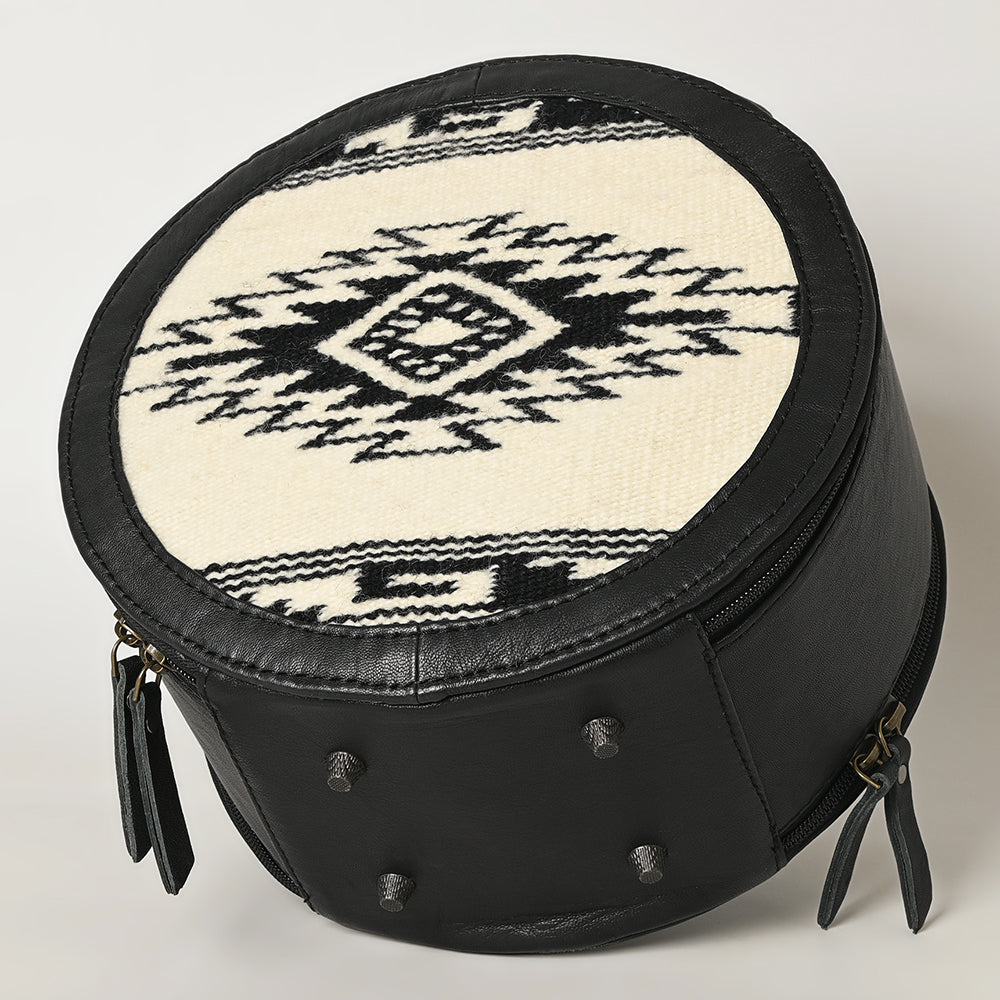 ADBG1391 American Darling Western Leather Canteen Bag with Hand Woven Saddle Blanket & Tooled Strap